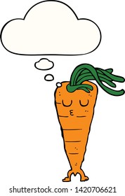 cartoon carrot with thought bubble