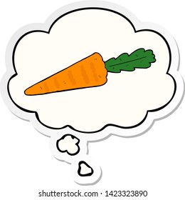 cartoon carrot with thought bubble as a printed sticker