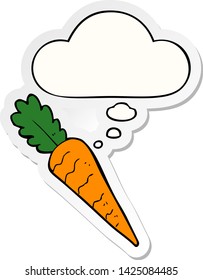 cartoon carrot with thought bubble as a printed sticker