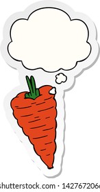cartoon carrot with thought bubble as a printed sticker