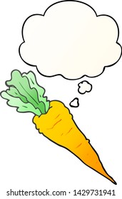 cartoon carrot with thought bubble in smooth gradient style