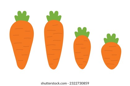 Icono lindo de ilustración vectorial de zanahoria de caricatura. Símbolo de fruta de zanahoria plana de color naranja aislado