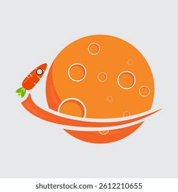 Cartoon carrot vector illustration. with carrot planet shape.