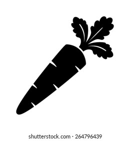 Cartoon Carrot Vegetable in black silhouette vector icon
