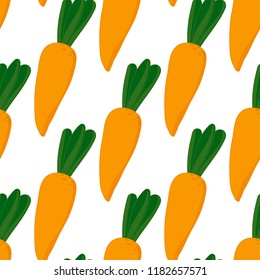 Cartoon carrots seamless pattern. Vector ilustration isolated on white background.