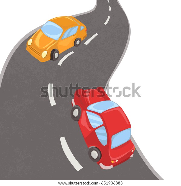 cartoon cars on
asphalt road. vector
illustration