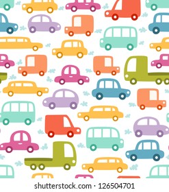 Cartoon Cars Seamless Pattern Stock Vector (Royalty Free) 126504701