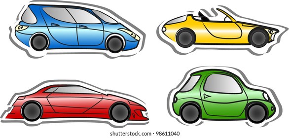 Cartoon cars, the vector