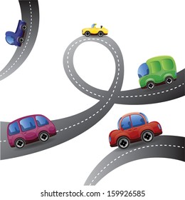 Cartoon cars - vector background