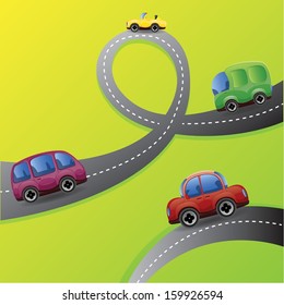 Cartoon cars - vector background