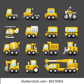 cartoon car,vehicle, transportation and Construction machineicon icon set