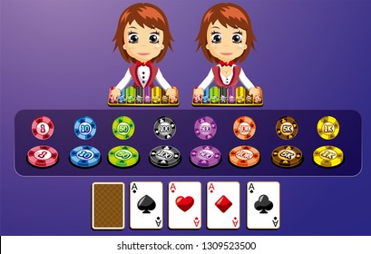 Cartoon casino game ui kit.