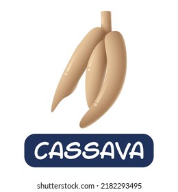 cartoon cassava vegetables vector isolated on white background
