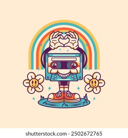 Cartoon cassette in love for merchandise