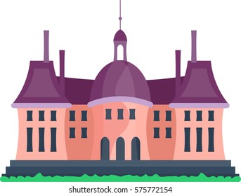 Cartoon castle architecture vector illustration