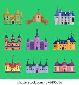 Cartoon castle architecture vector illustration
