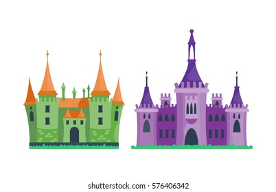 Cartoon castle architecture vector illustration