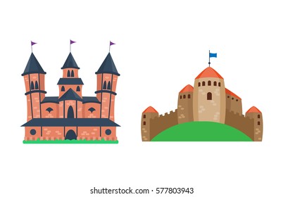 Cartoon castle architecture vector illustration