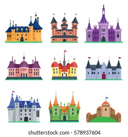 Cartoon castle architecture vector illustration