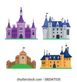 Cartoon castle architecture vector illustration