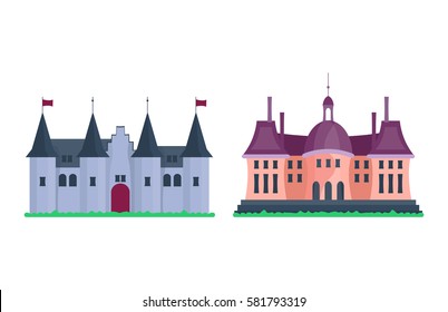 Cartoon castle architecture vector illustration