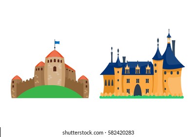 Cartoon castle architecture vector illustration