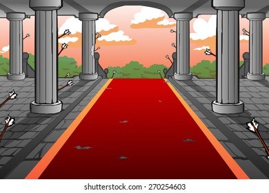 Cartoon Castle Background with Forest