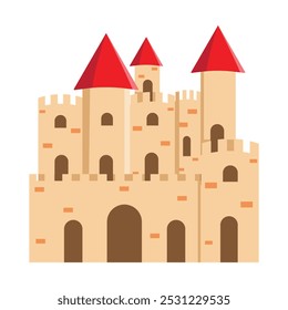 cartoon castle or beautiful vector castle illustration on white background. Cartoon dream fantasy castle illustration.	
