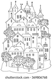 Cartoon castle hand drawing