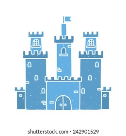 Cartoon castle isolated vector (blue)