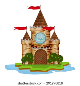 Castelo de desenhos animados sobre um fundo branco