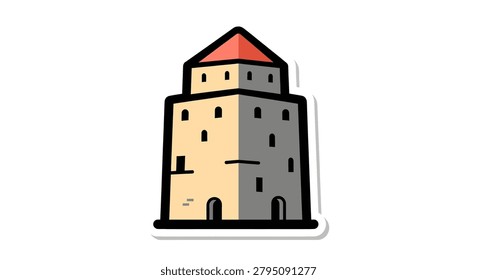 A cartoon castle tower building structure