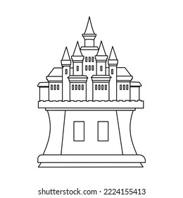 Cartoon castle vector fairytale medieval tower of fantasy palace building in kingdom fairyland illustration set of historical fairy-tale house isolated on white background. coloring book elements