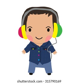 Cartoon casual little boy kid flat icon. The vector illustration for ui, web games, tablets, wallpapers, and patterns.