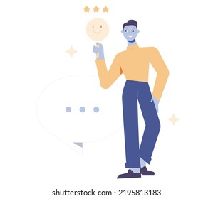 Cartoon casual man carrying heap of goods on trolley during big sale vector flat illustration. Colorful male shopaholic enjoying sale isolated on white. Joyful buyer guy with purchase
