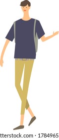 Cartoon casual man in plain clothes