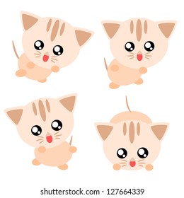 Cartoon cat action and emotion cute concept illustration
