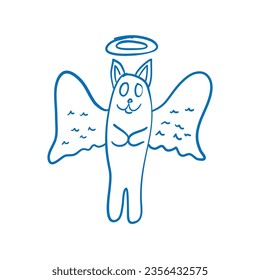 Cartoon Cat Angel with wings. Vector illustration