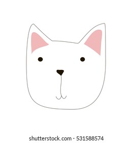 Cartoon cat animal. Line art black silhouette drawing. Vector illustration doodle concept