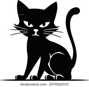 Dibujos animados de arte de gato: Lindo y divertido dibujo de gato estilo caricatura.