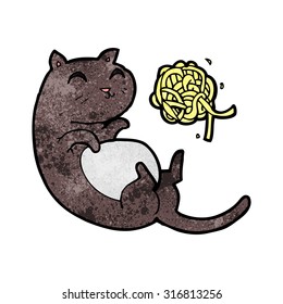 gato de dibujos animados con bola de hilo