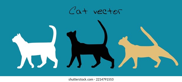 Caricatura. Comportamiento del gato, lenguaje corporal y expresiones faciales en un estilo lindo. Diferentes gatos de dibujos animados, ilustración vectorial simple, moderna, geométrica de estilo plano.