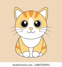 A cartoon cat with a big smile on its face. The cat is orange and white. The cat is smiling and looking at the camera