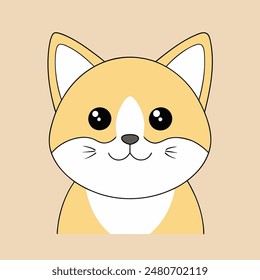 A cartoon cat with a big smile on its face. The cat is orange and white. The cat is smiling and looking at the camera