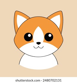 A cartoon cat with a big smile on its face. The cat is orange and white. The cat is smiling and looking at the camera