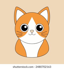 A cartoon cat with a big smile on its face. The cat is orange and white. The cat is smiling and looking at the camera