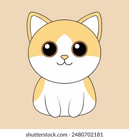 A cartoon cat with a big smile on its face. The cat is orange and white. The cat is smiling and looking at the camera