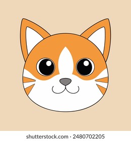 A cartoon cat with a big smile on its face. The cat is orange and white. The cat is smiling and looking at the camera