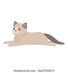 Cartoon cat with blue eyes lying on the floor