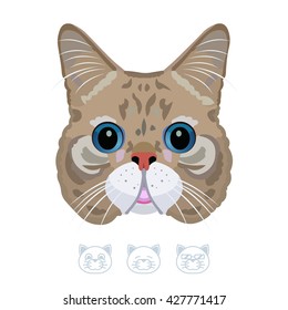 Cartoon cat with blue eyes. Vector Illustration.